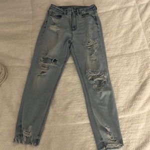 American Eagle stretch mom jean with rips size 4